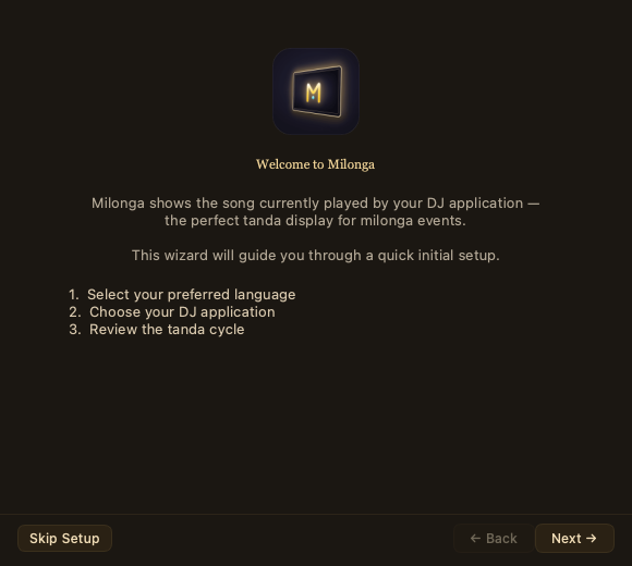 The setup wizard